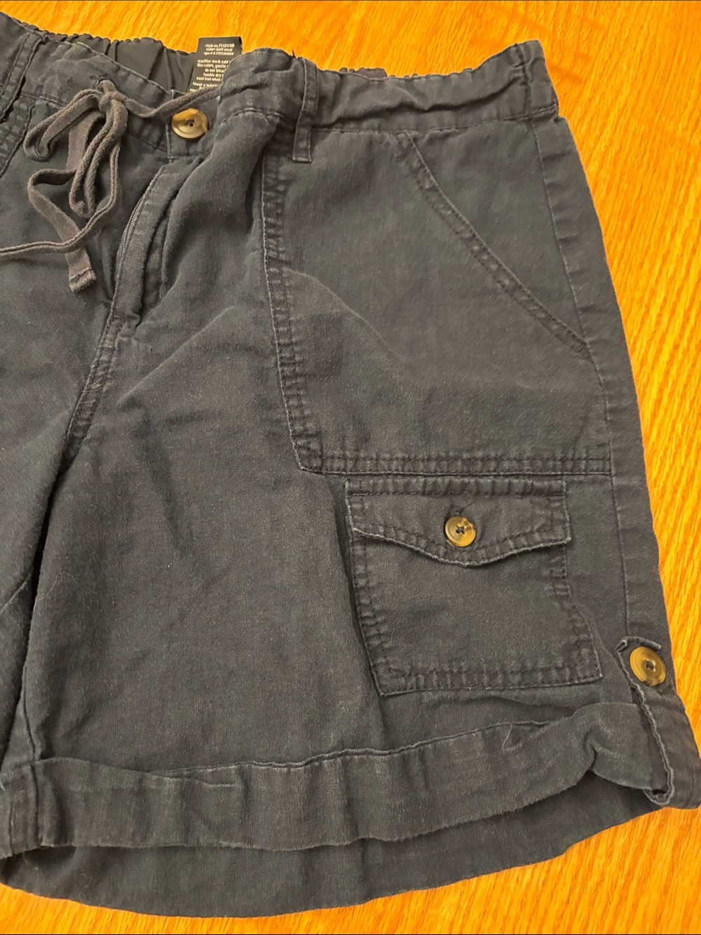 Faded Glory Navy Drawstring Cargo Shorts with Button Flap Pocket - Picture 4 of 9